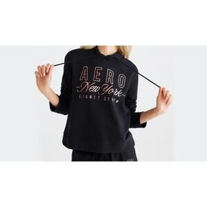 AERO New York Eighty Seven Black Gold Metallic Hoodie Long Sleeve Small NWT